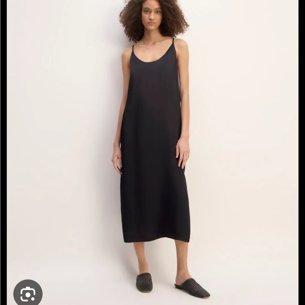 Everlane Classic Black Dress Slip Size 4 Linen-Like Material